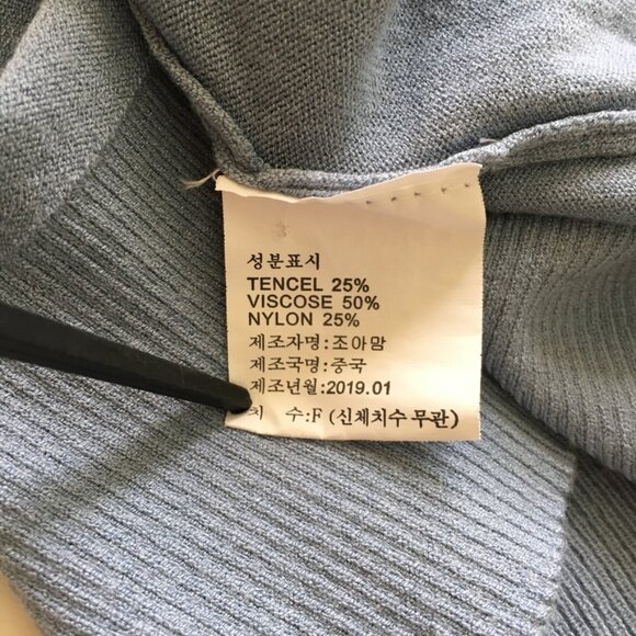 Korean Fashion Womens Cardigan V Neck Slit Sides Free Size Fits Medium Blue - Picture 8 of 10